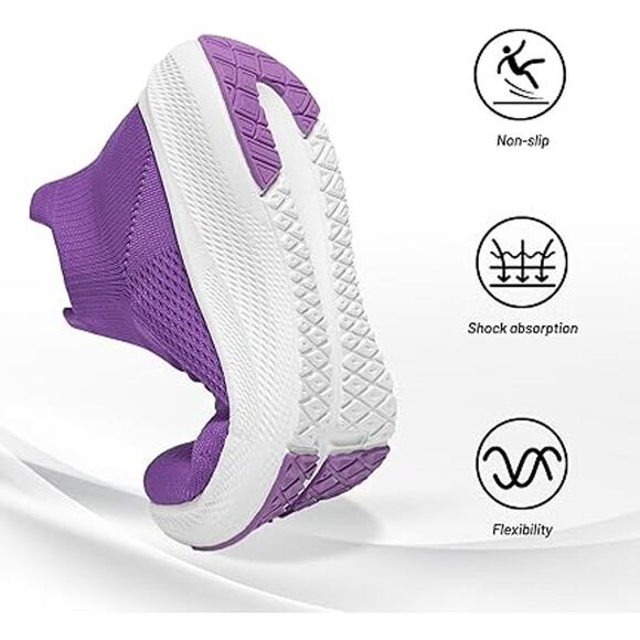 Shulook Womens Size 10.5 Purple Mesh Slip On Breathable Comfort Walking Shoes - Picture 2 of 7